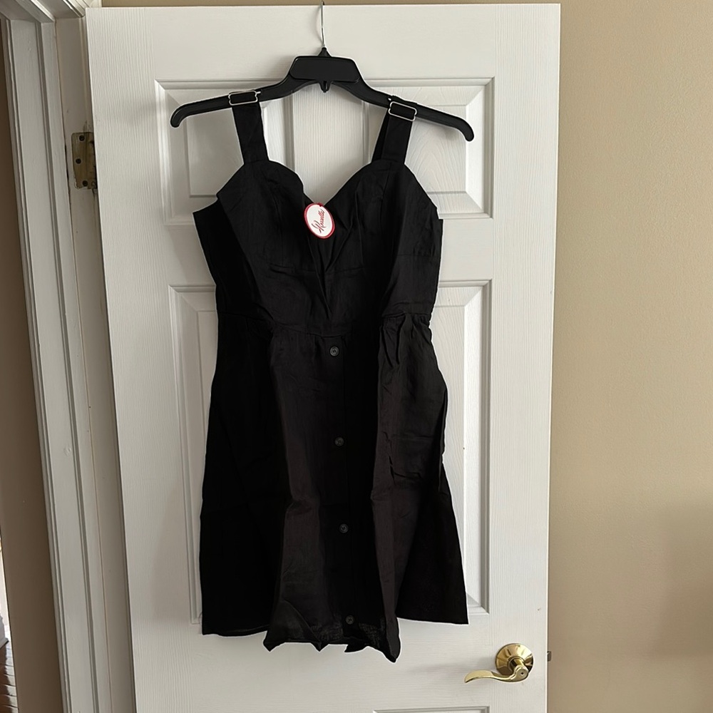 Casual Black Mini linen sundress